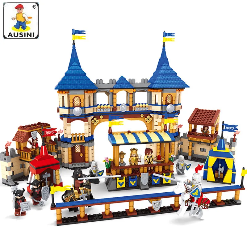 

AUSINI 1467Pcs brinquedos building kits Knights castle series 3D blocks Educational toys building blocks hobbies for children