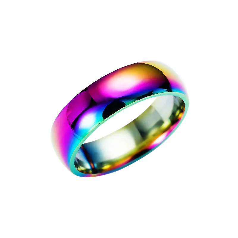1PC Retail Rainbow Ring Ring Titanium Steel Colorful glory color ring