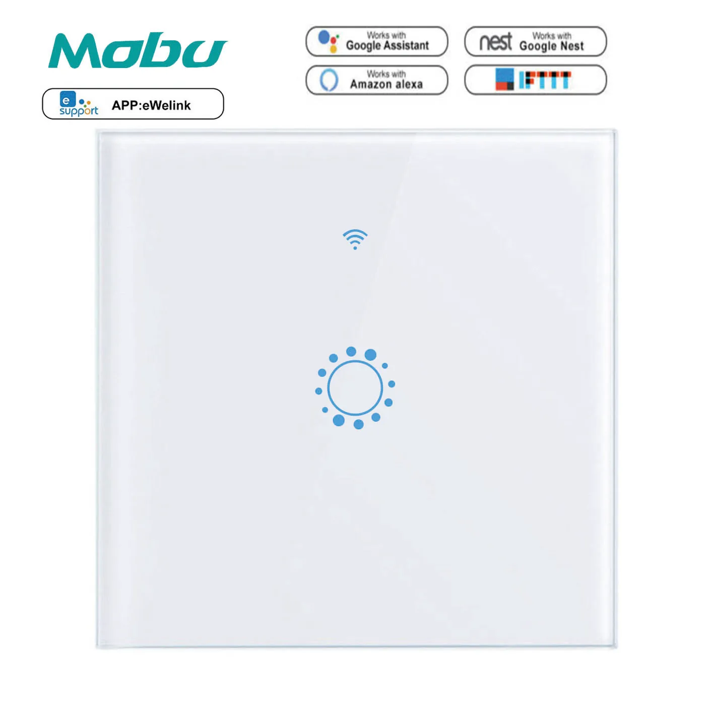 

Mobu Touch Switch Smart Light Switch Panel Wall interruptor 1 Gang wifi light switch US/EU Standard Work with Alexa Google Home