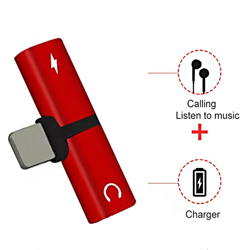 Koop 2 IN 1 Dual Oortelefoon Audio Opladen Splitter Adapter voor Apple Iphone X 10 8 7 Plus Ondersteuning Calling Voor lighnting Jack AUX Kabel