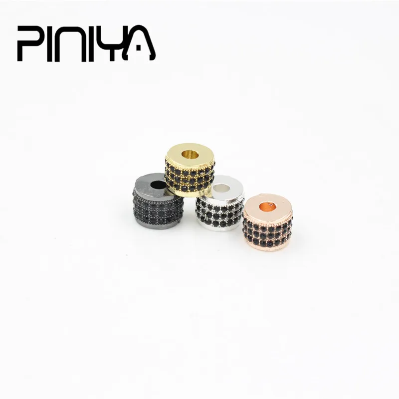 

NEW 5Pcs Vintage Metal White Bead CZ Charm European Alloy Jewelry full Black Crystal Fit Bangle Bracelet Making
