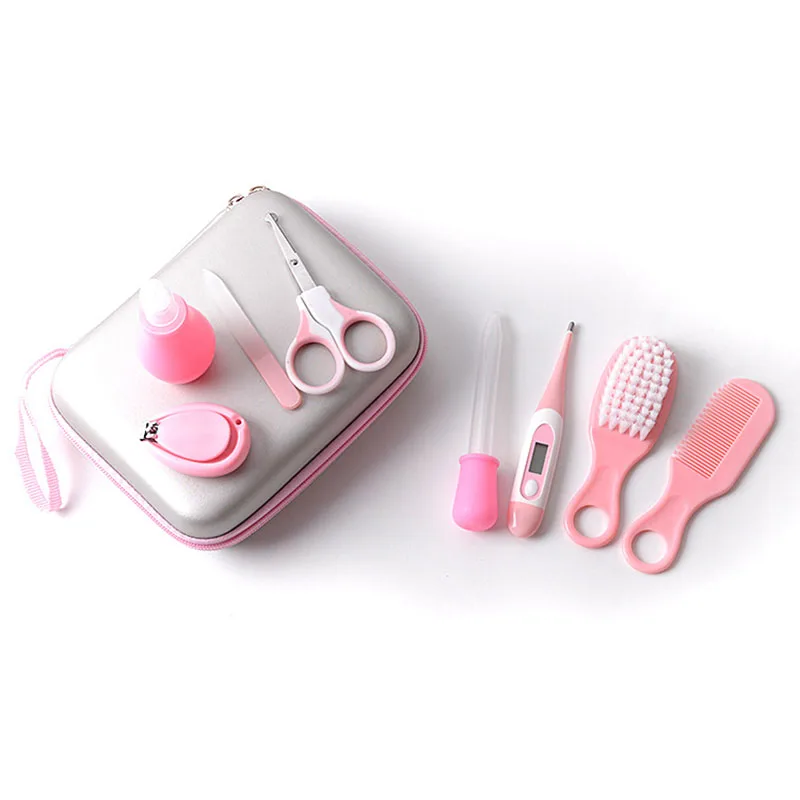 8 Pcs Baby Nail Care Kit Kids Grooming Health Care Manicure Set Children Scissor Nail Clipper Thermometer Comb Brush Accessories