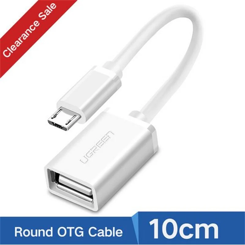 Ugreen micro usb к usb 2,0 адаптер otg конвертер для samsung s6 huawei sony xiaomi redmi 5 micro usb otg Кабель-адаптер Android - Цвет: 10cm Round White