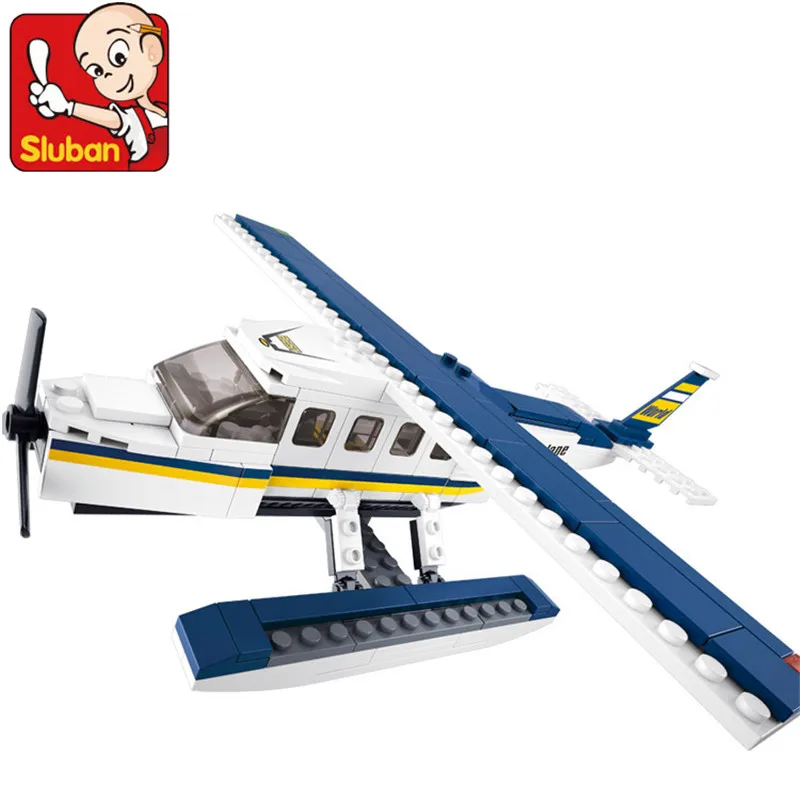 

SLUBAN B0361 Navy Seaplane Airplane 3D Construction Plastic Model Building DIY Blocks Bricks Toys Christmas Gift