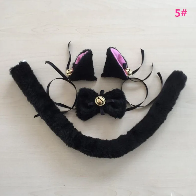 Cosplay&ware Cartoon Cat Fox Ear Bell Headband Bow Neckwear Maid Anime Cosplay Fancy Dress Set Women Girls Party Props Costume -Zentai shop online