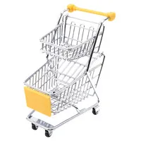 Горячая креативная двухэтажная складная корзина для покупок, корзина, игрушки, мини тележка из супермаркета, колеса для покупок, игрушки для детей - Цвет: Yellow
