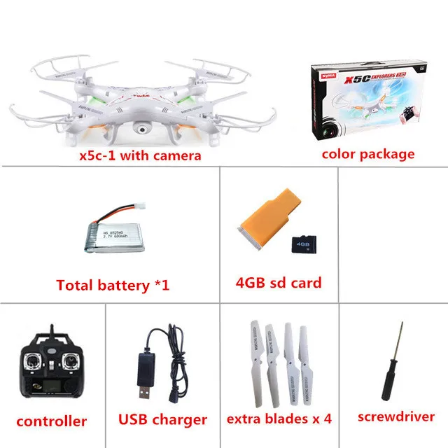 X5C 1B Color box Квадрокоптер SYMA X5 Дрон 2,4G 6-осевой или SYMA X5C(обновление версии) RC Дроны с 2.0MP Камера дистанционного Управление вертолет игрушки - Цвет: X5C 1B Color box