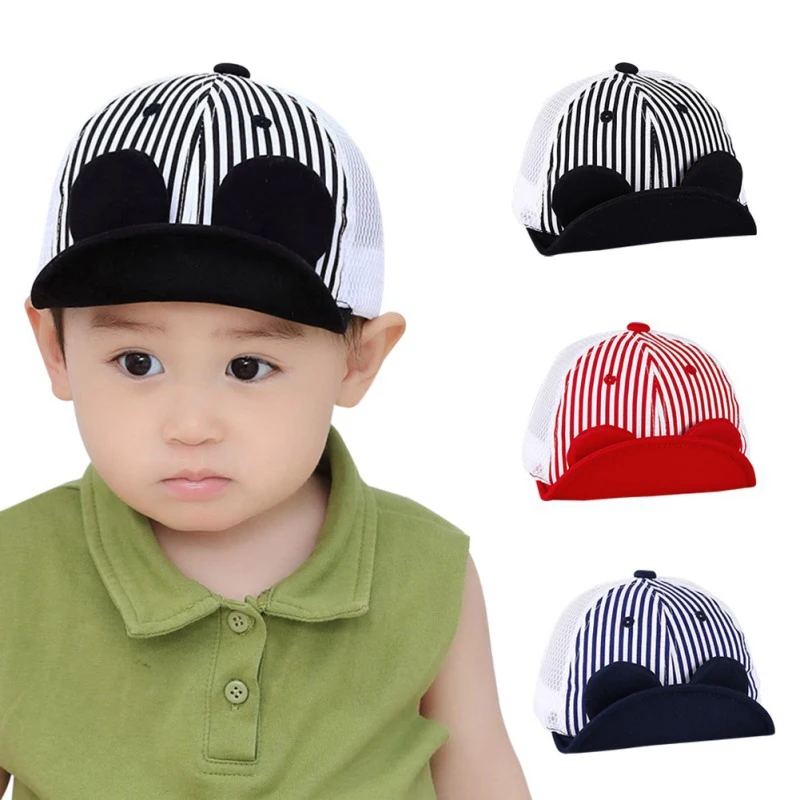 Kids Hat Baby Boy Cute Soft Baseball Cap Breathable Striped Print
