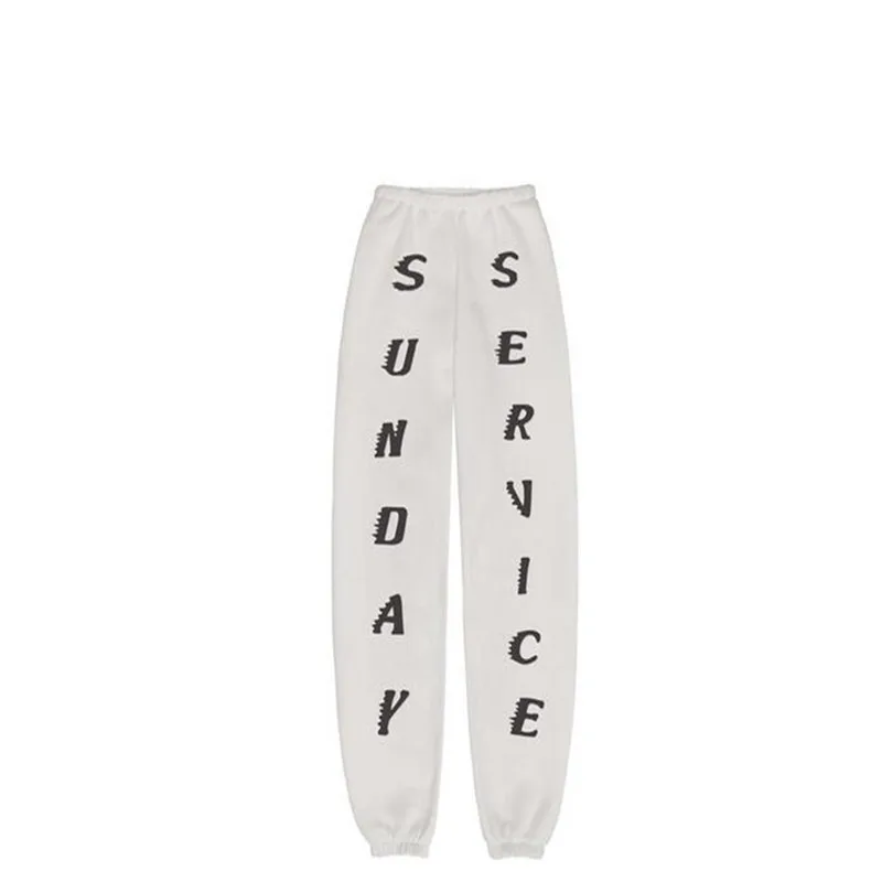 Новинка Kanye West SUNDAY сервис хлопок 1:1 с буквенным принтом для женщин и мужчин штаны для бега хип-хоп Уличная одежда мужские спортивные штаны