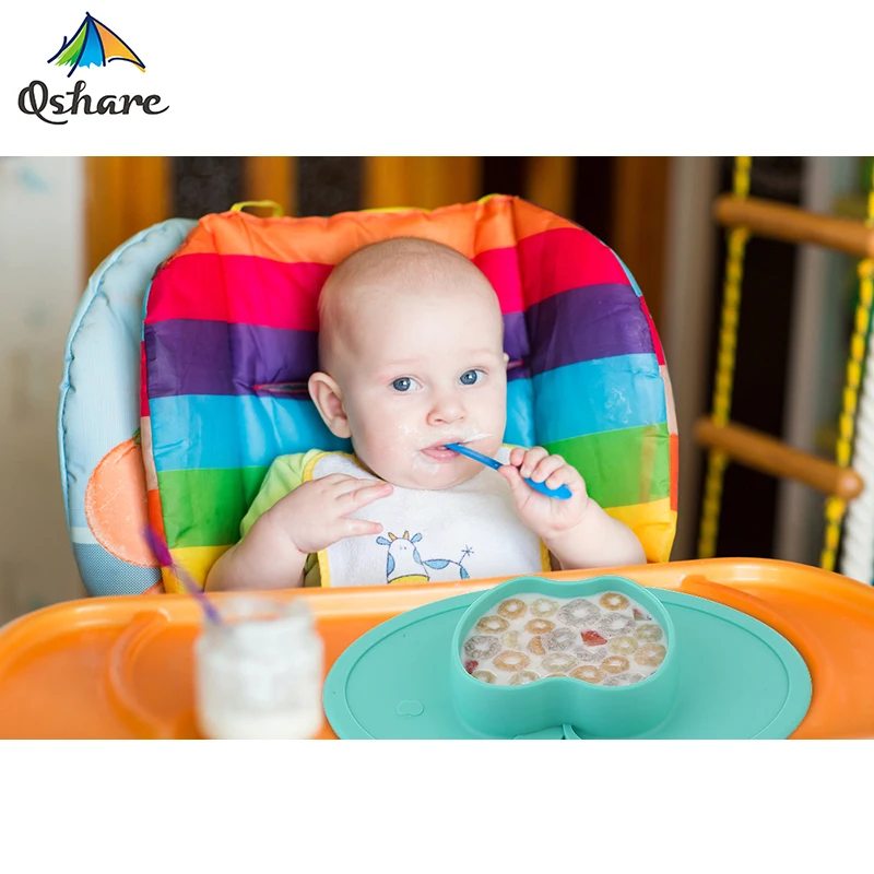 Qshare Baby Bowls Plate Tableware Silicone Children Food Container Infant Feeding Cup Baby Dishes Child Kids Feed Plate
