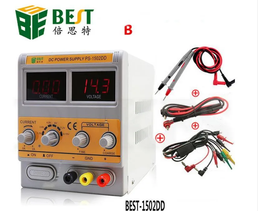 Мобильный телефон ремонт постоянного тока Регулируемый источник питания регулятор напряжения Регулируемый источник питания 0-15 в 2A 220 В BEST-1502DD - Цвет: B