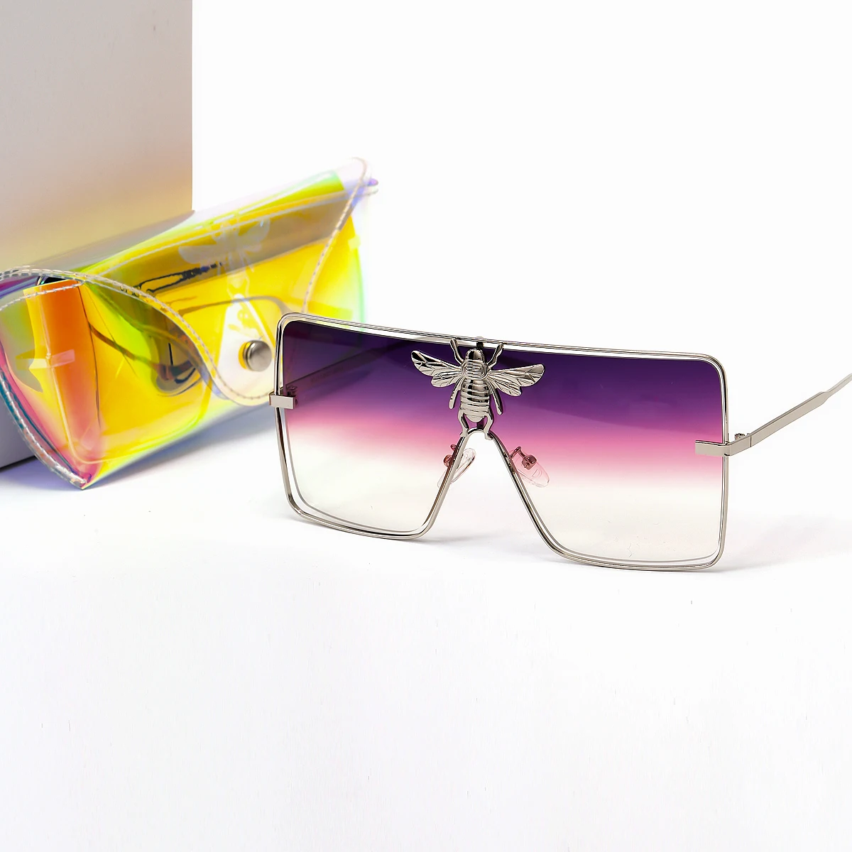 Чехол с роскошными металлическими большими очками в виде пчелы для мужчин и женщин A51008