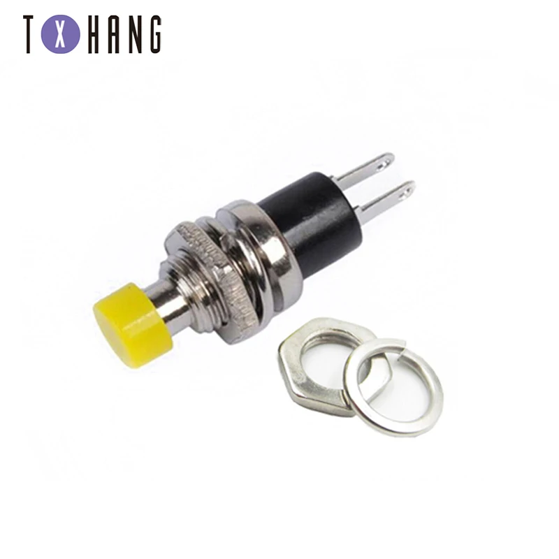 5PCS PBS-110 ON OFF Push button Red Black Blue green yellow Mini Lockless Momentary Switch Black Blue Red green yellow