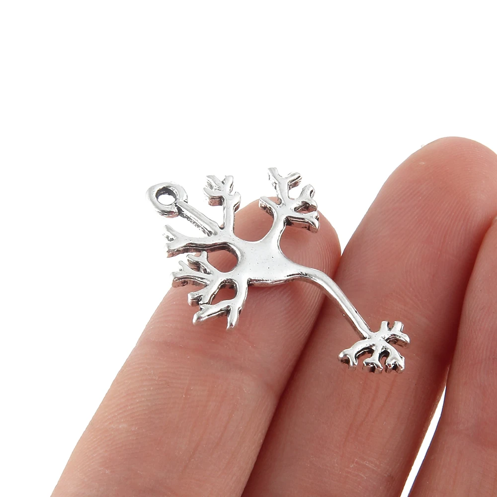

10pic 3.3*2.2cm Vintage Imitation Anatomy Anatomical Human Nerve cell Pendant Necklace Antique Silver Fashion Jewelry For Unisex