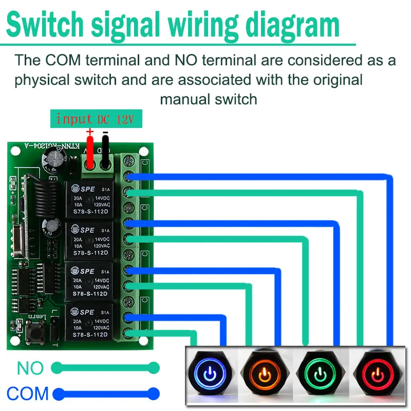 12 В постоянного тока 4 банды дистанционного релейный модуль 433 МГц беспроводной приемник контроль светильник переключатель DIY умный дом система безопасности с колпачком