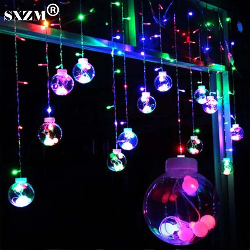 

Waterproof 108 leds 2M Ball Led Curtain light string Multicolor AC220V 110V Fairy Tale String Light home decor lamp