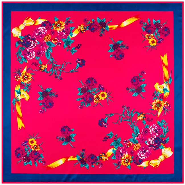 

100cm * 100cm 2017 high quality large square scarf spring glory roses national wind flowers scarves silk scarf women shawl