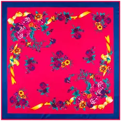 100 см * 100 см 2017 Высокое качество большой квадратный шарф весна Glory розы Национальный Ветер Цветы шарфы шелковый шарф женщин шаль