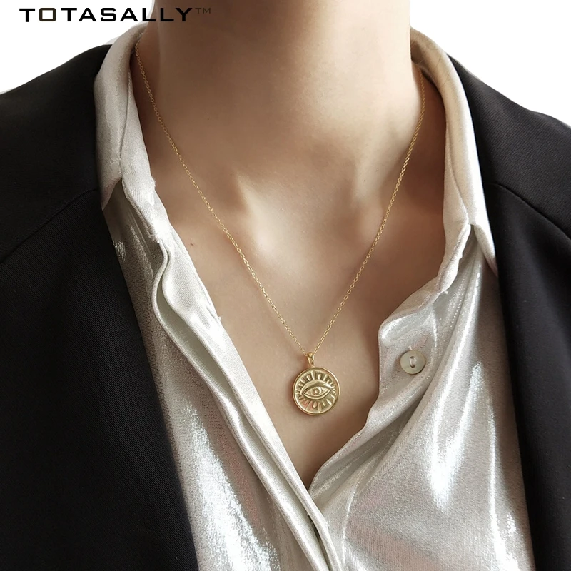 

Totasally New arrival fashion vintage designed S925 sterling silver cool evil eye party jewelry pendant necklace for women