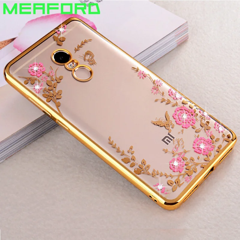 

Silicone Case For Xiaomi Redmi 5 Plus 5.99 inch Soft Phone Case Flower Diamond Clear Bumper For Xiaomi Redmi 5 Plus Case Cover
