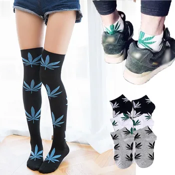 

LNRRABC 1Pair Women Men Comfortable High Quality Cotton Socks Marijuana Leaf Maple Leaf Casual Long Weed Ankle Sock Stockings