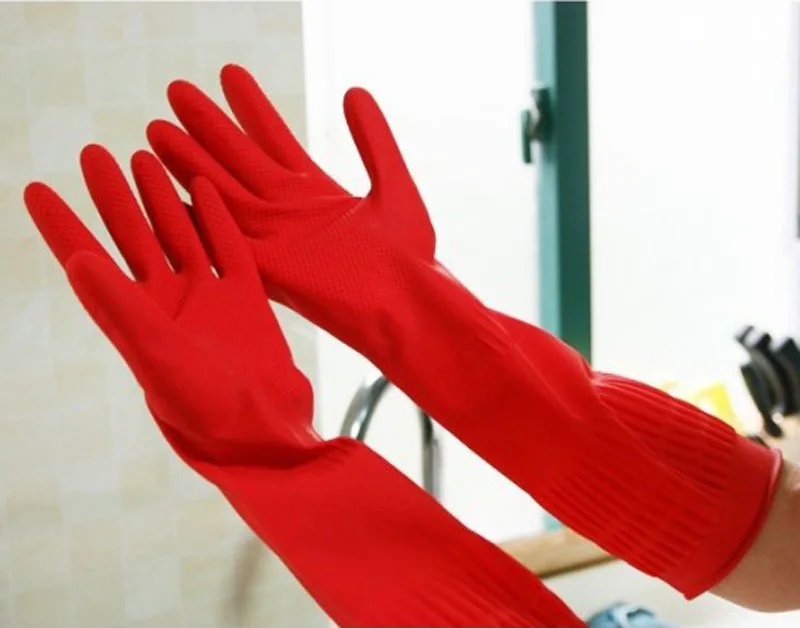 

Kitchen Dishewashing Gloves House Cleaning Water-proof Rubber Washing Gloves Long Sleeve Silicone Gloves Cleaning Tools #LL