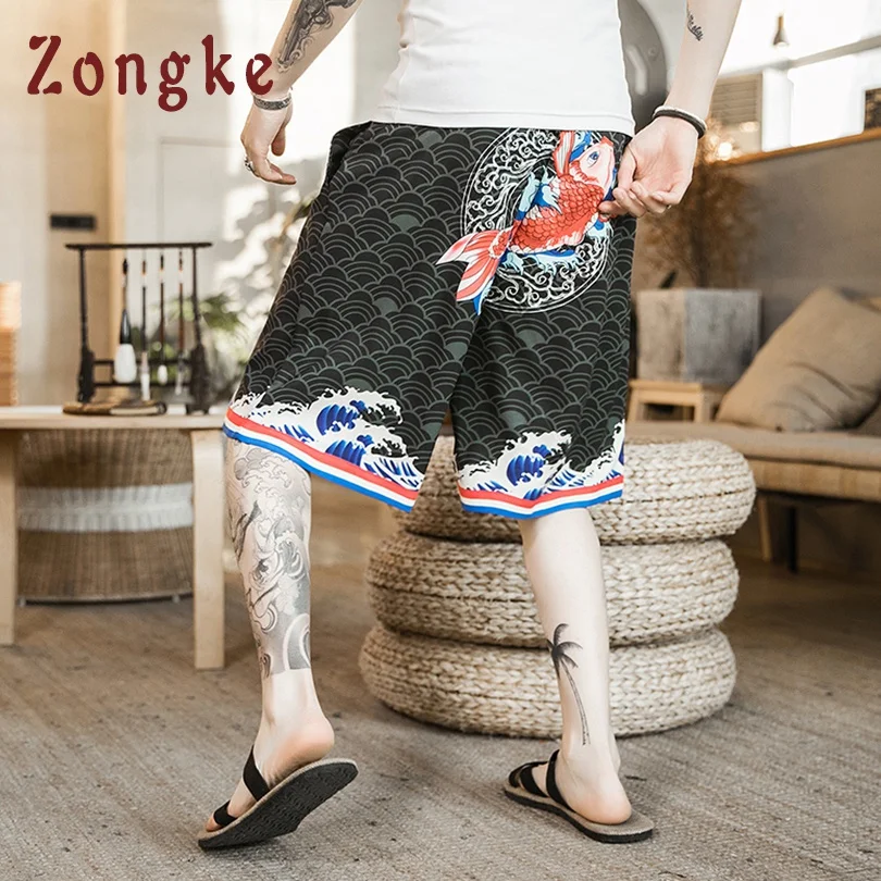

Zongke Japan Style Red Carp Print Knee Length Shorts Men Streetwear Casual Shorts Men 5XL Clothing Mens Shorts Summer 2019 New