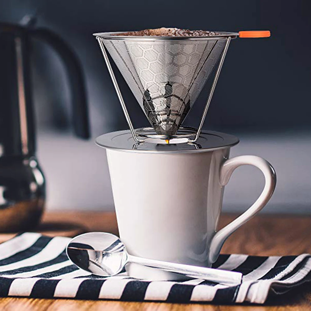 NEW Honeycombed Stainless Steel Coffee Filter Reusable Pour Over Dripper Brush Cup Coffee Filters Kitchen Coffeeware NEW Honeycombed Stainless Steel Coffee Filter Reusable Pour Over Dripper Brush Cup Coffee Filters Kitchen Coffeeware