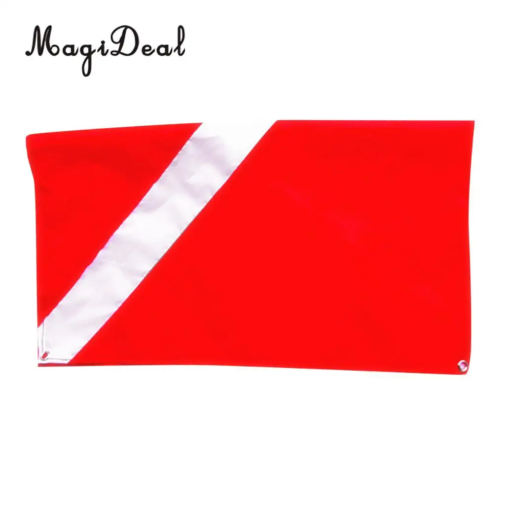 MagiDeal Universal Nylon Diver-Down Boat Flag Red&White Scuba Dive Flag Marker Banner 20x24 for Boat Kayak Jet Ski Float Supply