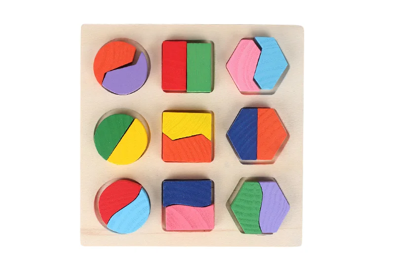 Candywood деревянные геометрические Форма головоломки Детские деревянные игрушки головоломки детский сад детей раннего образования