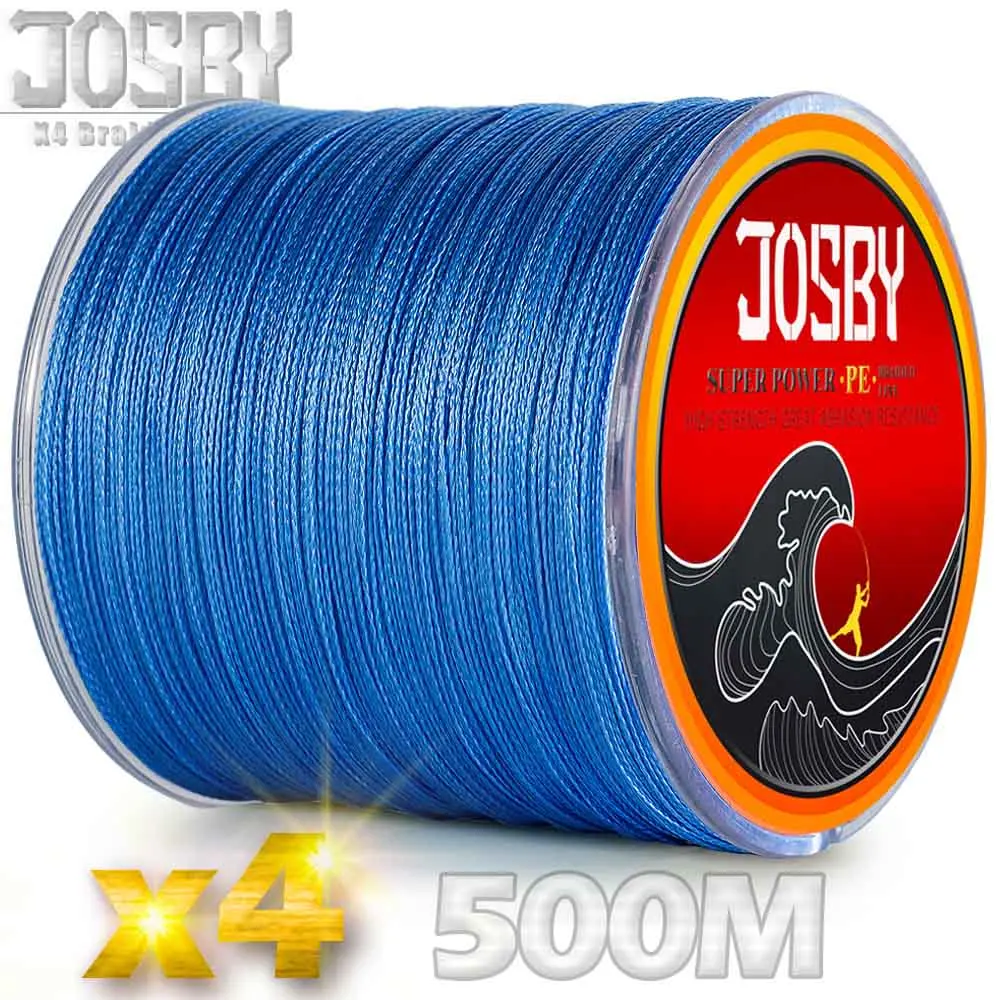 4 нити 500 м PE плетеная рыболовная леска tresse peche соленая рыболовная плетеная Улучшенный Экстремальный супер сильный 20LB-88LB HOT JOSBY - Цвет: Blue500m