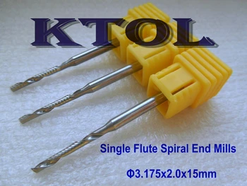 

10pc 3.175x2.0x15mm One Flute Solid Carbide End Mill, CNC Router Tool Bit Cutter for Clean and Speedy Cutting Acrylic, Wood, MDF