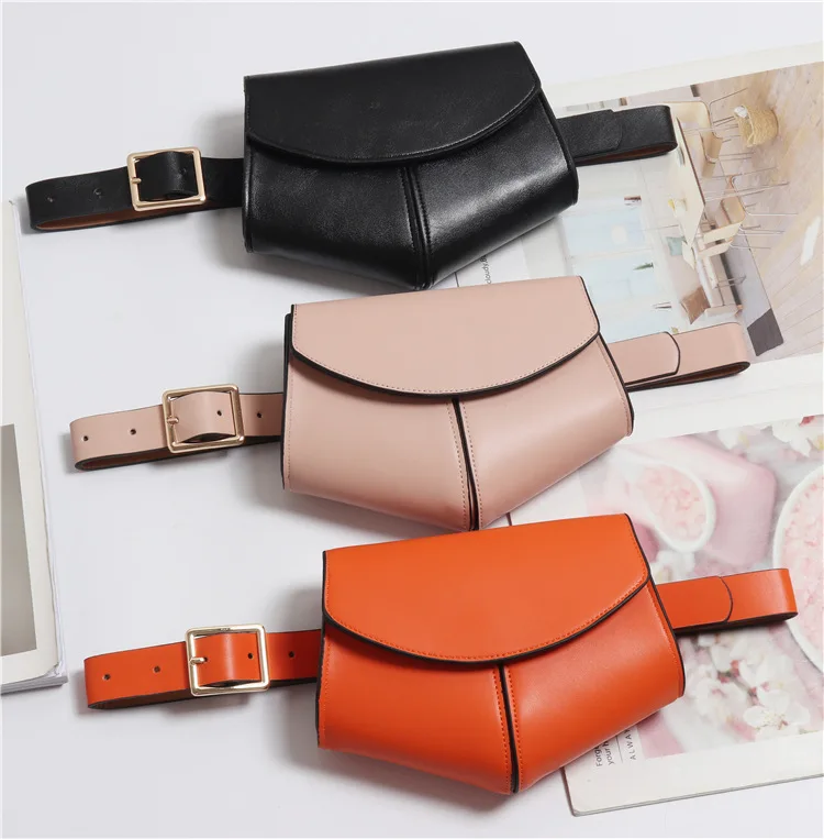 

2019 New Fashion Women Serpentine Fanny Pack Saddle Bag Polygon Ladies Waist Belt Bag Waist Bag Pu Leather Small Shoulder Bags