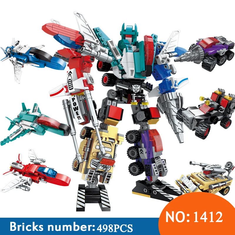

Enlighten New 1412 War Transformation Robot Vehicle Plane car DIY Building Blocks Brick Kit Toys For Children Gift