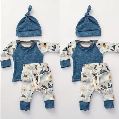 

Cute Toddler Kids Newborn Baby Boy Girl T-shirt Tops Drawstring Pants Leggings Hat 3Pcs Outfits Bebek Giyim Clothing Set 0-18M