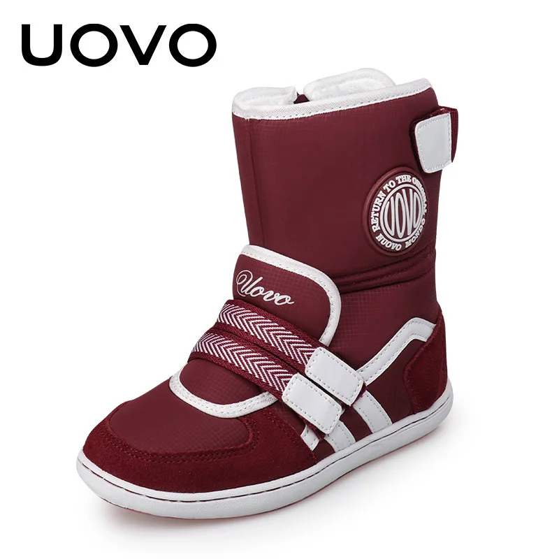 

Kids Shoes Children Slip-Resistant Boots Uovo Brand Boys Girls Winter Boots Ski Cloth and Suede Leather Warm Chaussure EU26-39