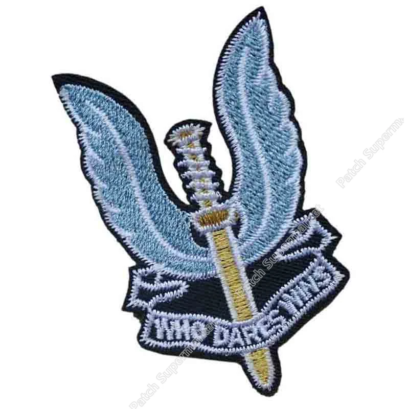Military Who Dares Wins 8cm x 5cm Embroidered Sew or Iron on Badge