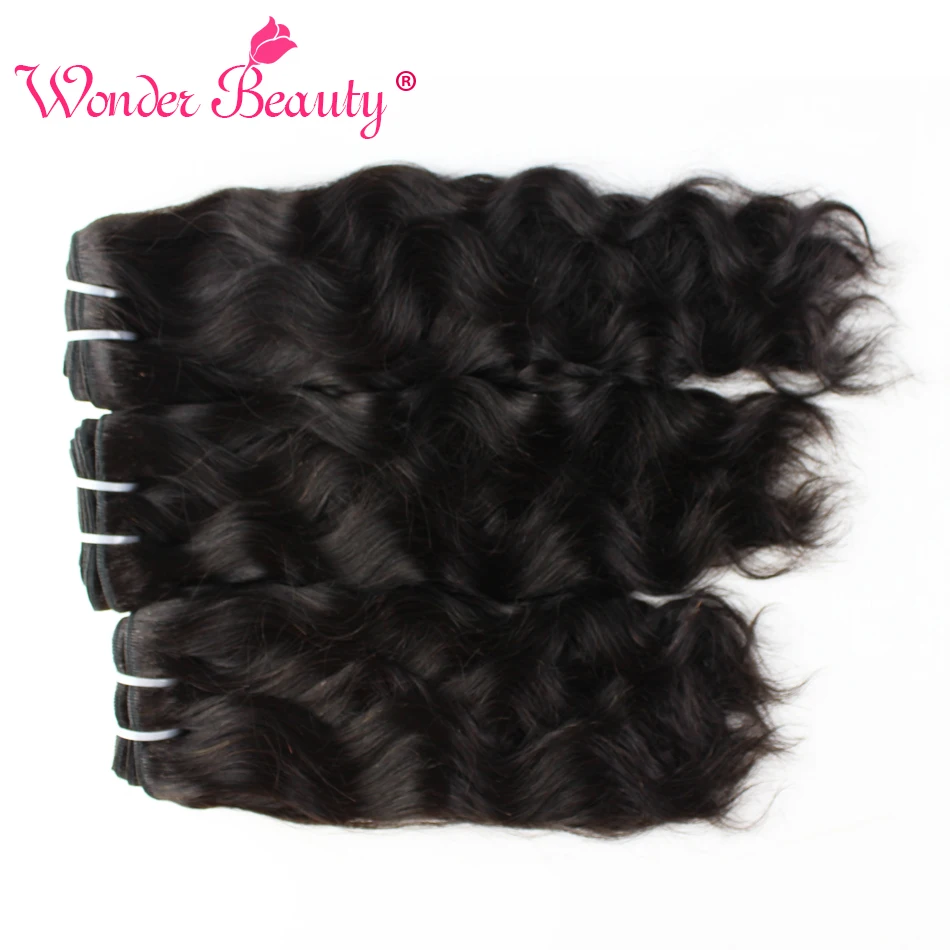 Wonder beauty магазин волос Малайзия естественная волна 4 пучка с закрытием человеческих волос штук волнистые не Реми волосы для наращивания
