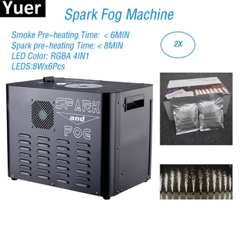 Goedkoop Flightcase Pack 2300W Spark Fog Machine 8X6W Rgba 4IN1 Led Podium Koude Vonk Fontein Machine Dj Disco Light Party stage Machine