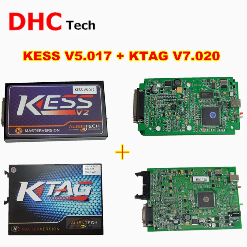 Лучшая цена для зеленой печатной платы Ktag V7.020 v2.23+ Kess V5.017 OBD2 менеджер Тюнинг Комплект ECU программист инструмент без ограничений на количество подключений