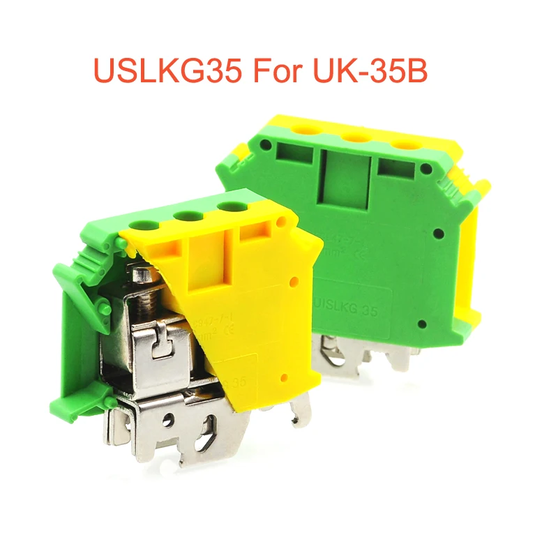 5/10 шт USLKG35 заземляющий клеммный блок din рейка винт bornier UK 35B 35N желтый зеленый