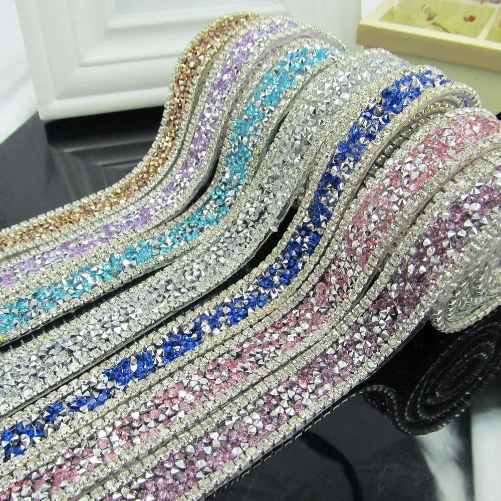 

rhinestones banding,1 yard/lot,DIY crystal trim many colors 18mm sandal decoration accessories,blue gemstone silver trimming
