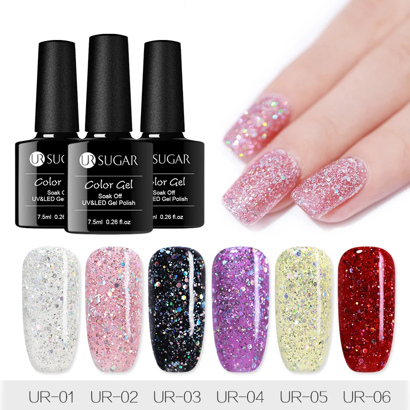 UR SUGAR Блестящий Светодиодный УФ-гель отмачиваемый Гель-лак для ногтей Vernis
