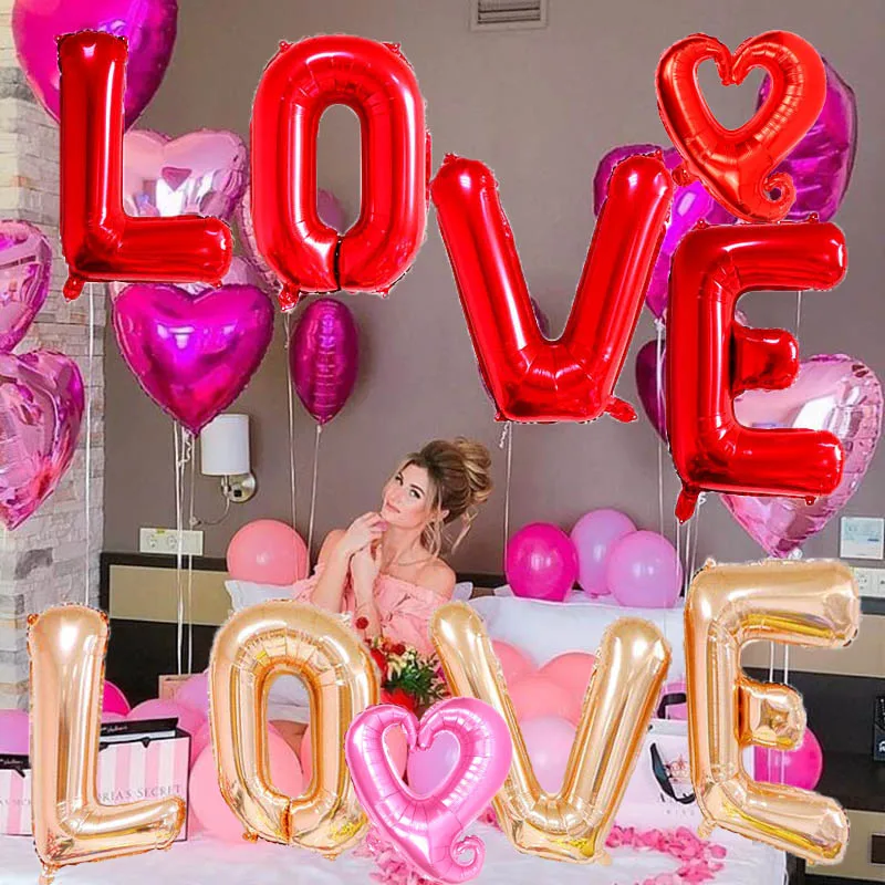

4pcs 30inch Rosegold Love Letter Foil Balloons red Love ballon anniversaire party Decoration Valentines Day Gift wedding Decor