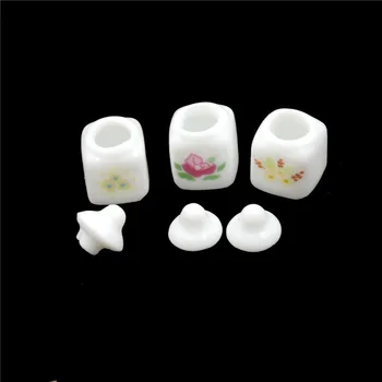 

1Set Dollhouse Miniature Cute White Ceramic Storage Jars with Cover Kitchen Access Classic Pretend Play Furniture Toys for Child