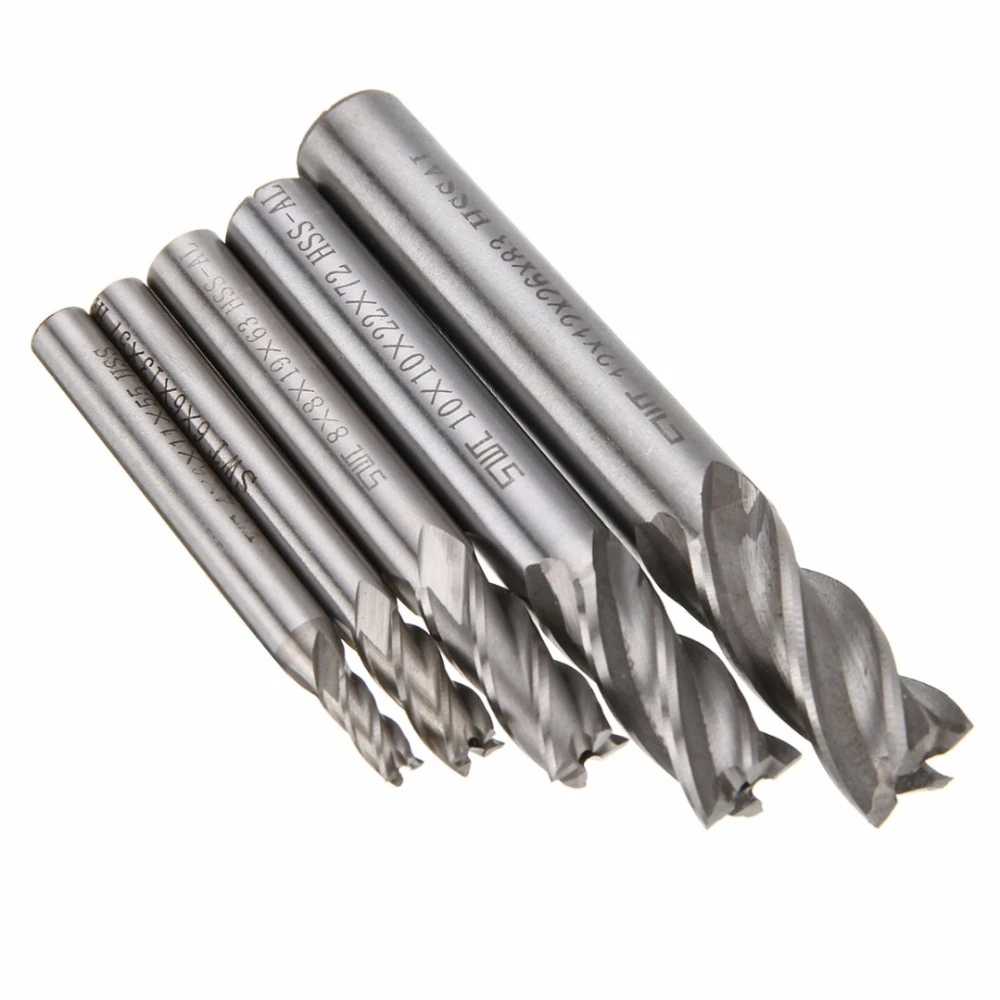 Straight Shank 4 Flutes End Mill Cutter Set for CNC Milling Machine Tool Bit