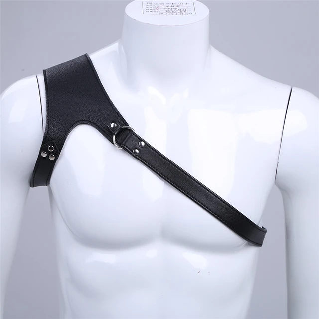 Black Men One-shoulder Body Chest Harnes Male Gay Arnes Hombre Lingerie  Faux Leather Adjustable Bondage Outfit Costume & Buckles - AliExpress