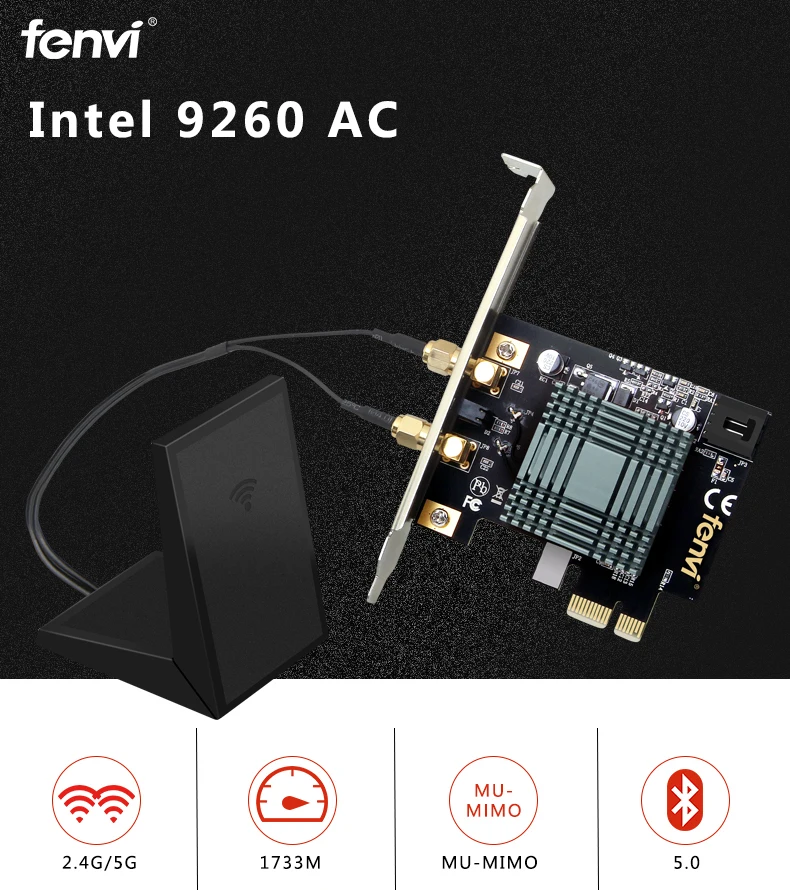 Рабочего PCI-E Беспроводной Wifi адаптер для Intel 9260 AC Dual Band 1730 Мбит/с Wi-Fi+ Bluetooth 5,0 2,4 г/ 5 ГГц 802.11ac для Windows 10