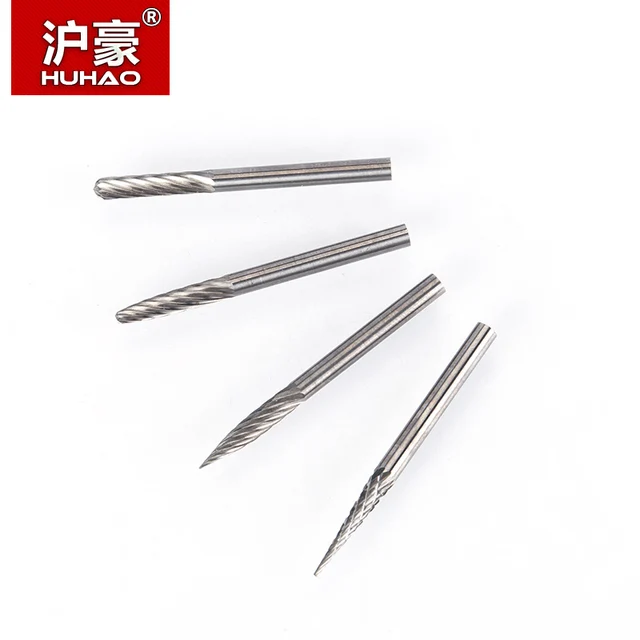 HUHAO 3mm Shank Tungsten Steel Cutter Metal Grinding Carving Rotary File Router Bit Head Grinding Abrasive Burrs Milling Cutter