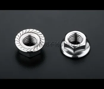 

500pcs/lot DIN6923 Stainless steel hex fange nut flanged locking nuts M3 M4 M5 M6 SUS304